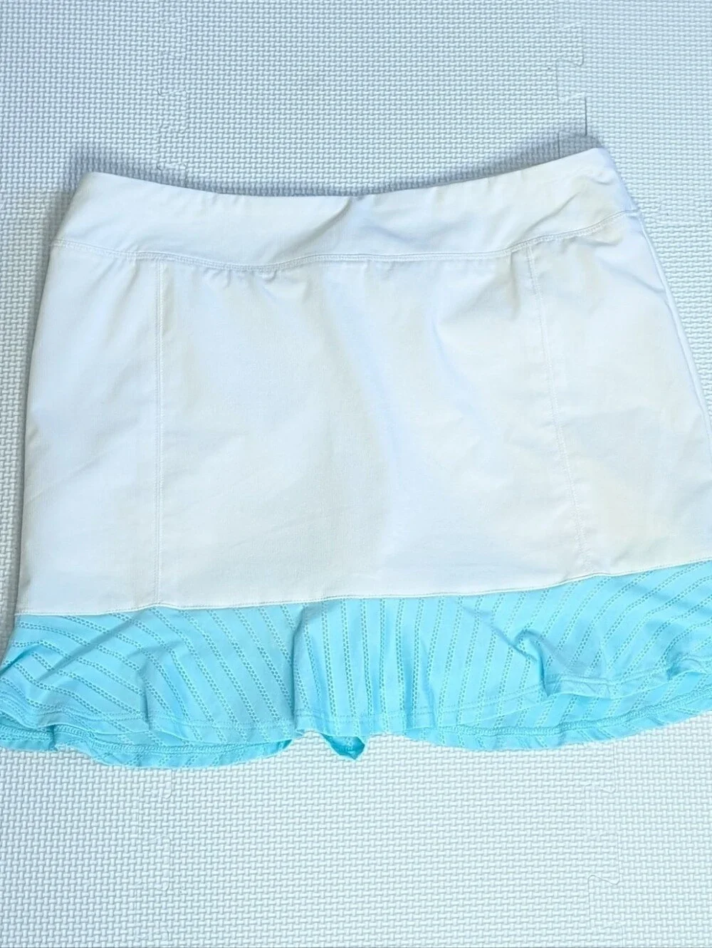 Adidas Skirt Small White Aqua Ruffle Tour Mesh Tennis Skort Athleisure